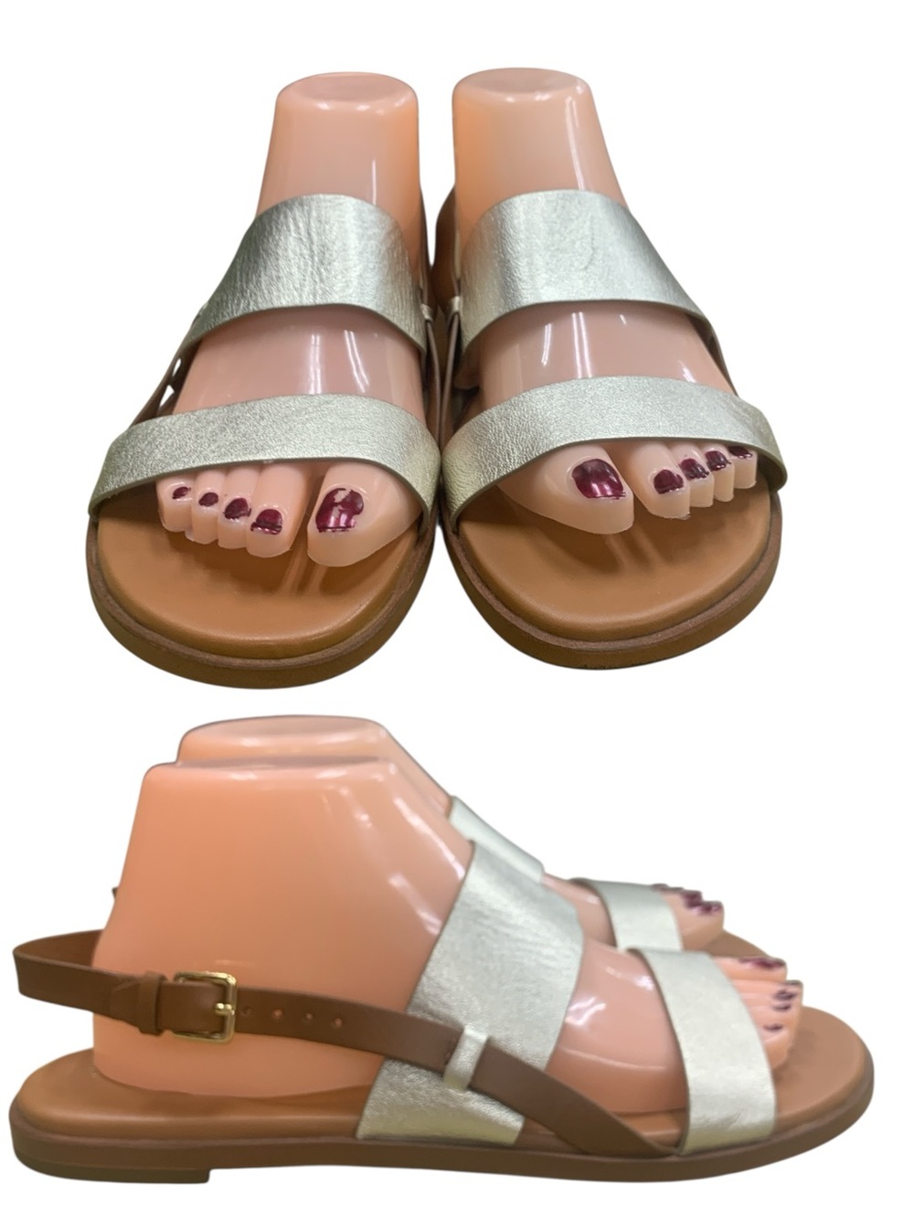 Cole Haan Silver and Brown Slide Sandals S8